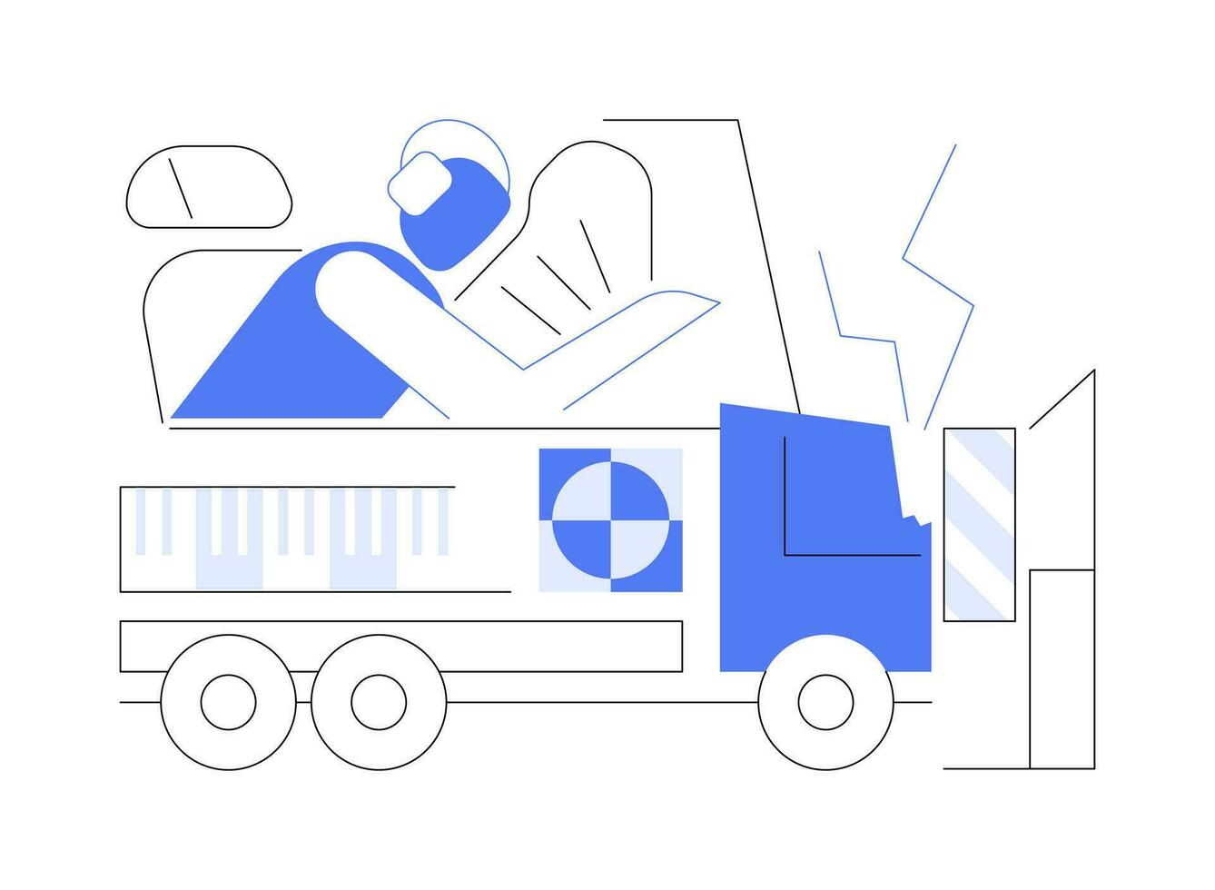 camión choque prueba resumen concepto vector ilustración.