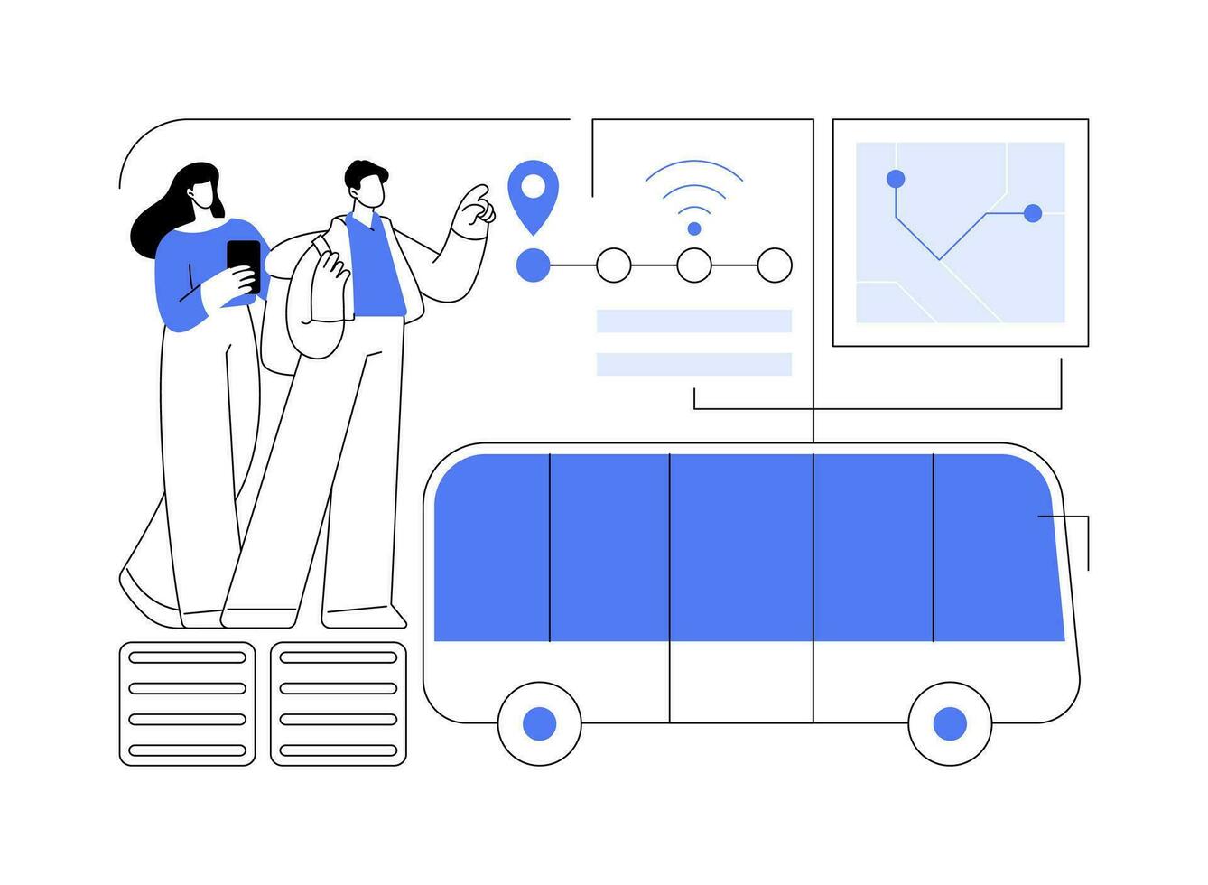 Smart bus stop isolated cartoon vector illustrations.