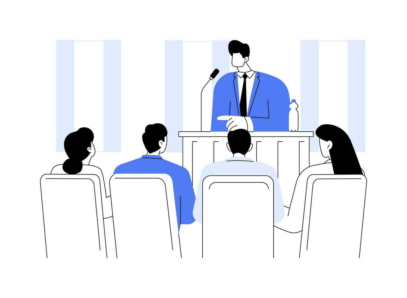 Meeting local politician abstract concept vector illustration.