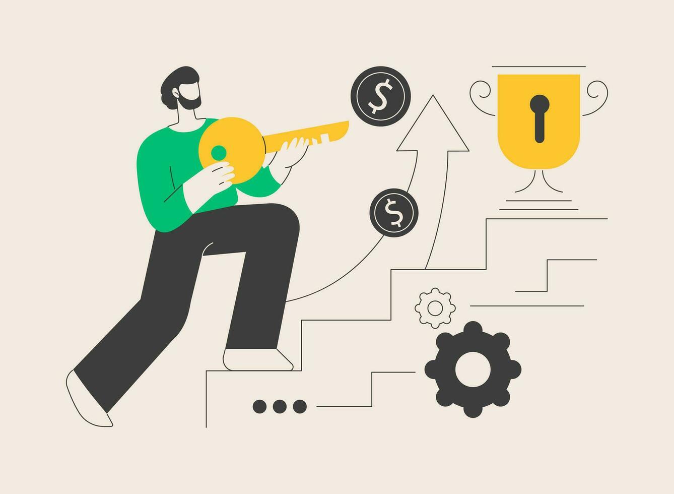 Key to success abstract concept vector illustration.