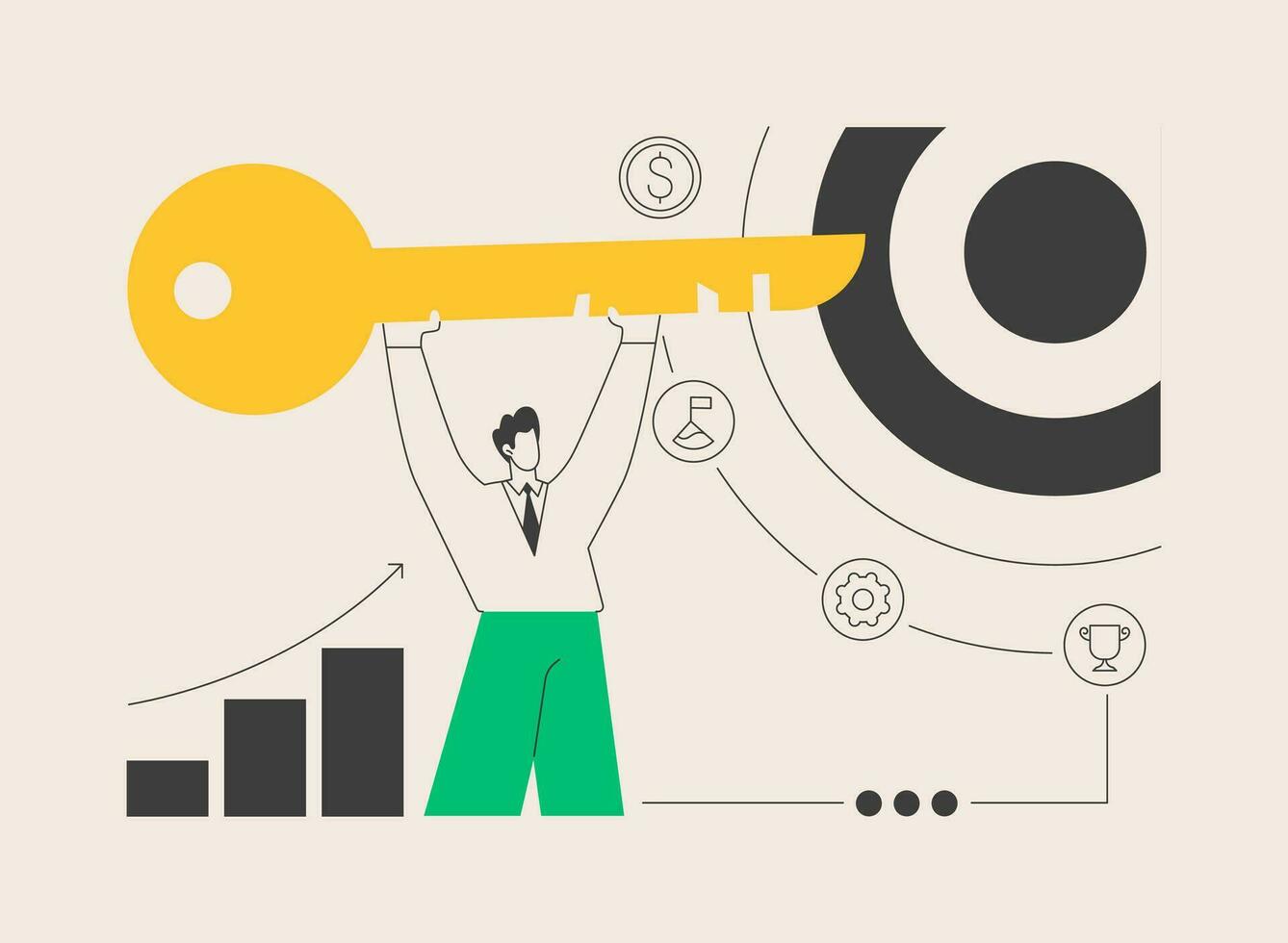 Key to success abstract concept vector illustration.