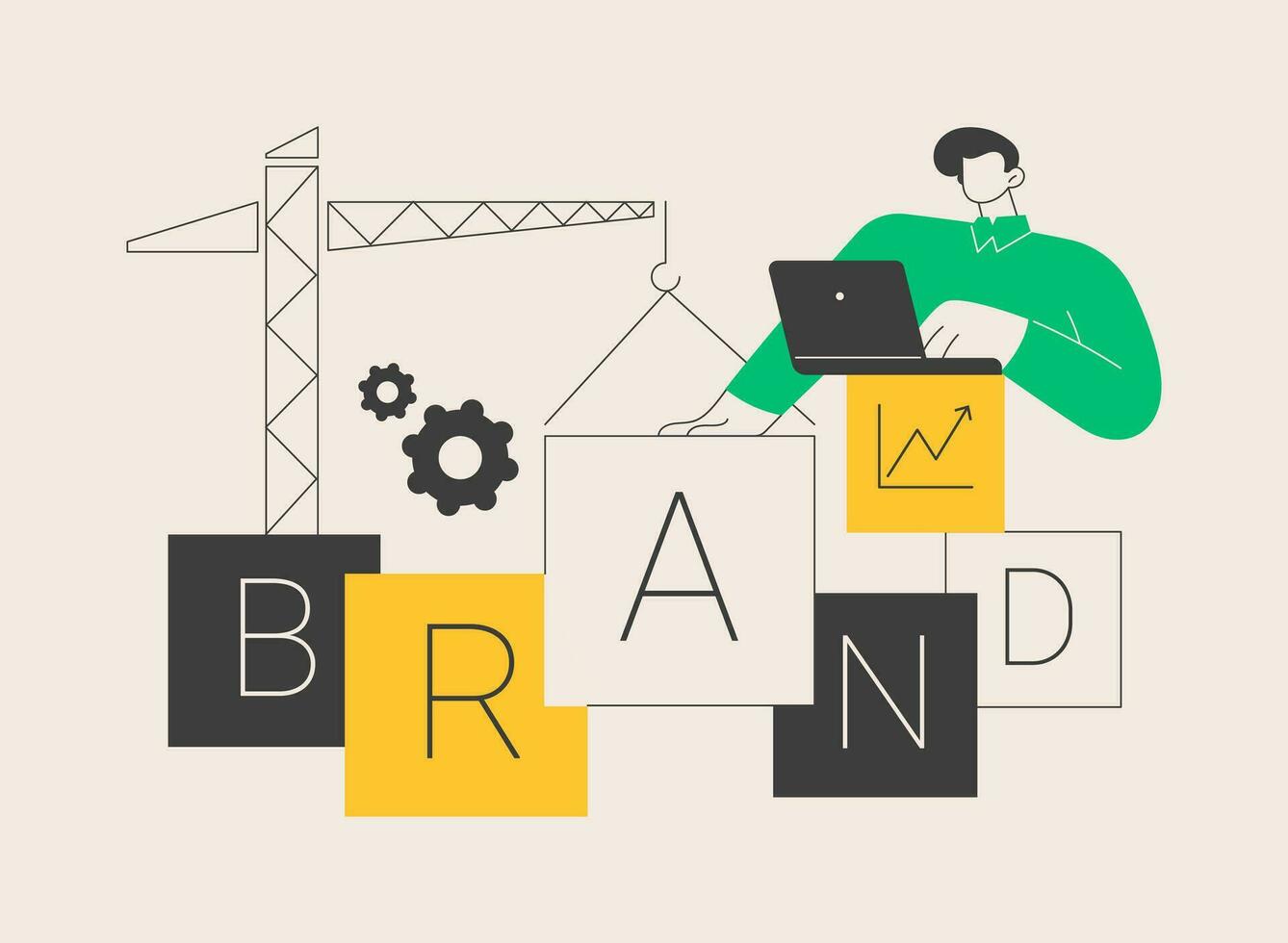 Brand building abstract concept vector illustration.