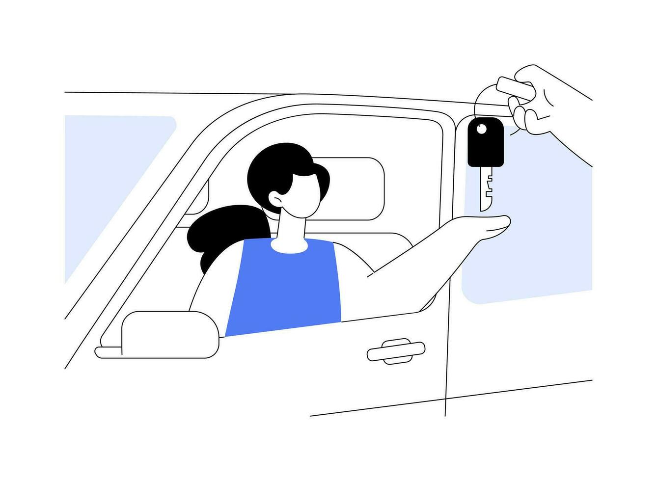 alquiler coche recoger arriba punto resumen concepto vector ilustración.