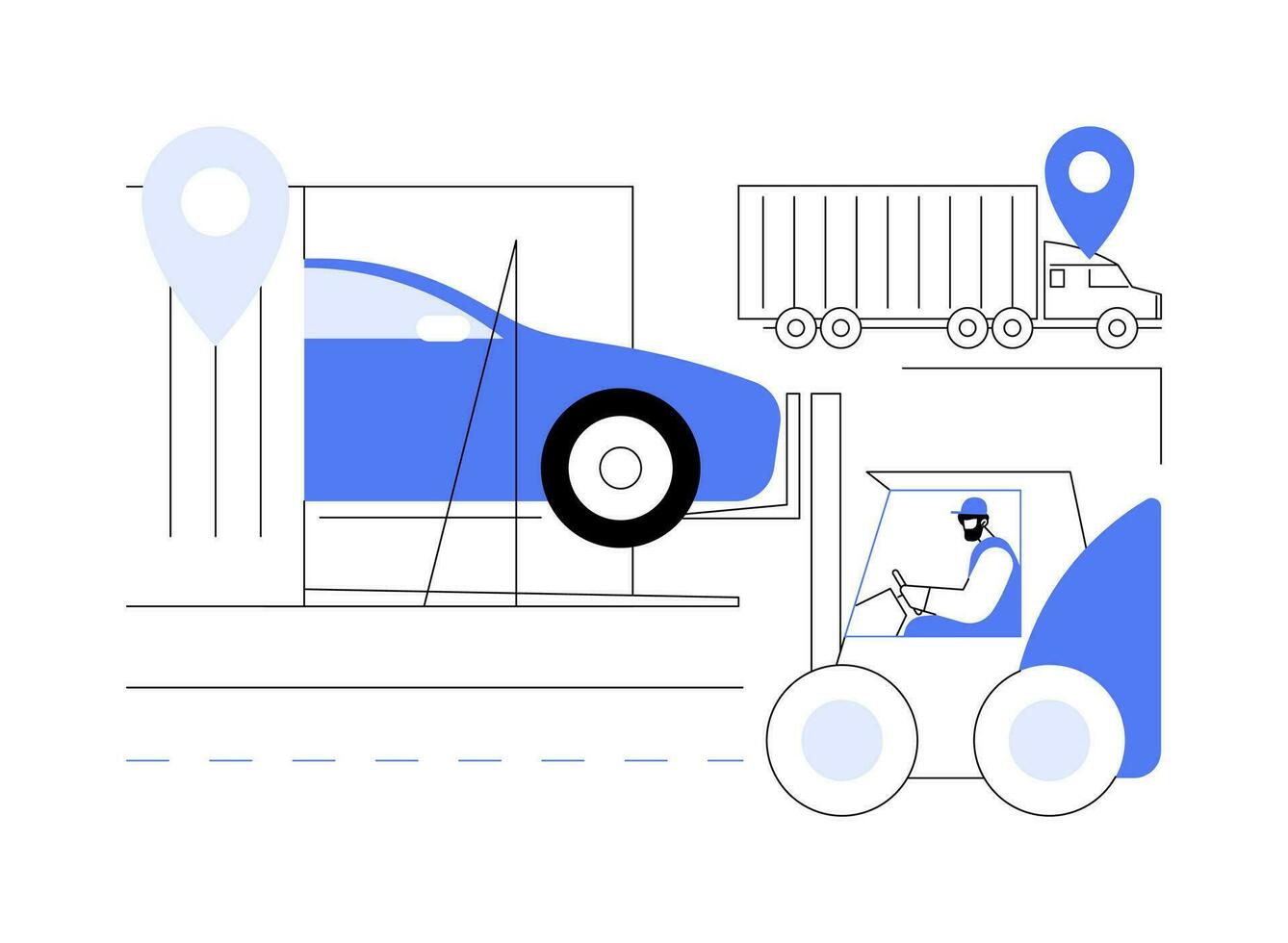 Shipping cars in container abstract concept vector illustration.