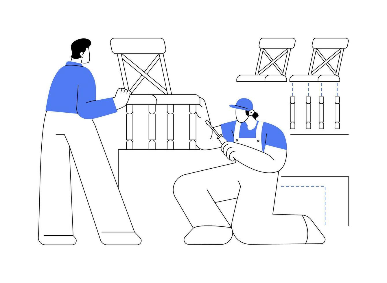 Furniture assembling abstract concept vector illustration.