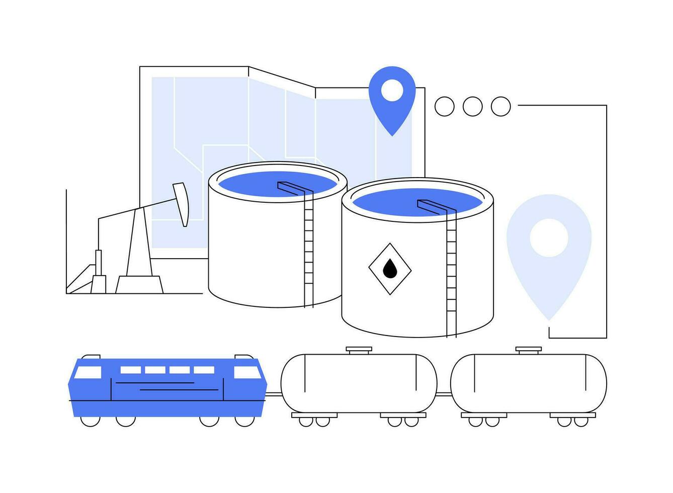 transportar petróleo por carril resumen concepto vector ilustración.