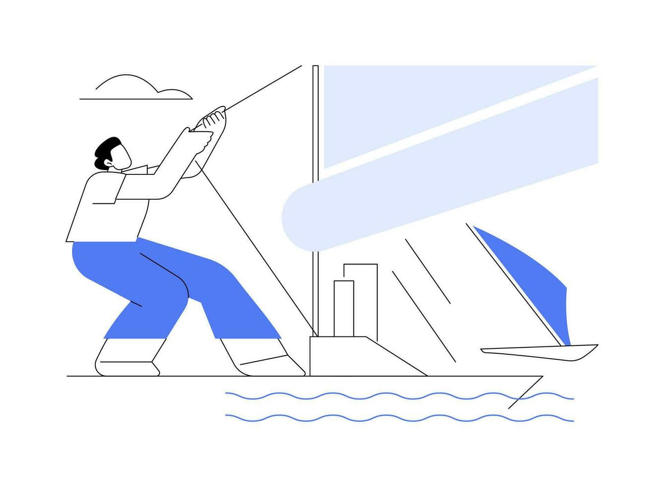 Setting a sail abstract concept vector illustration.