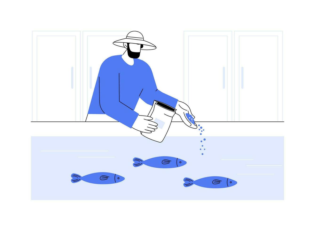 Fish feeding abstract concept vector illustration.