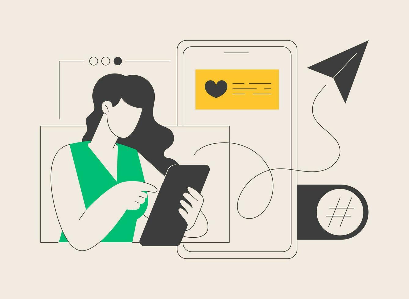 Cross-posting abstract concept vector illustration.