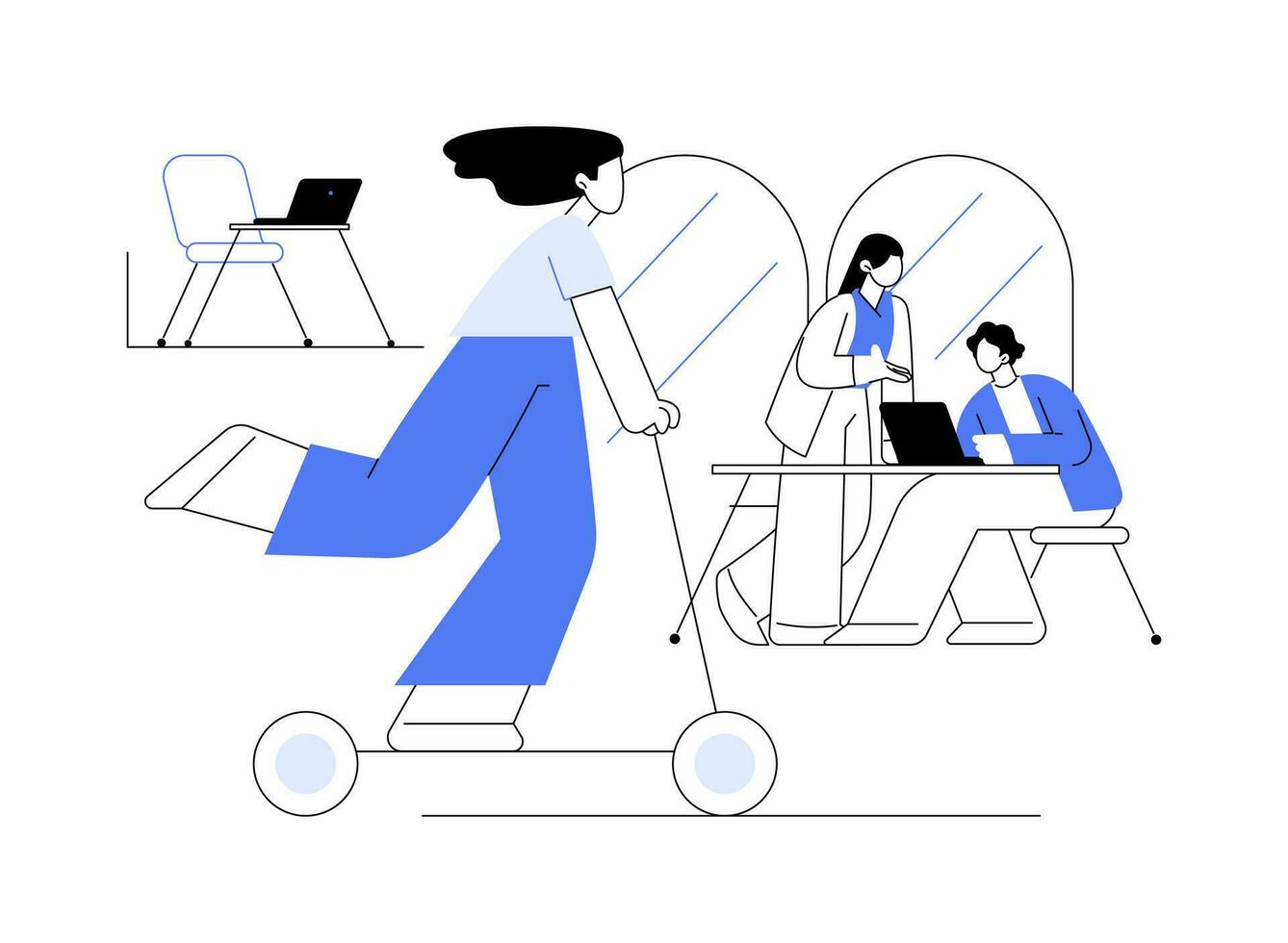 Open space office isolated cartoon vector illustrations.