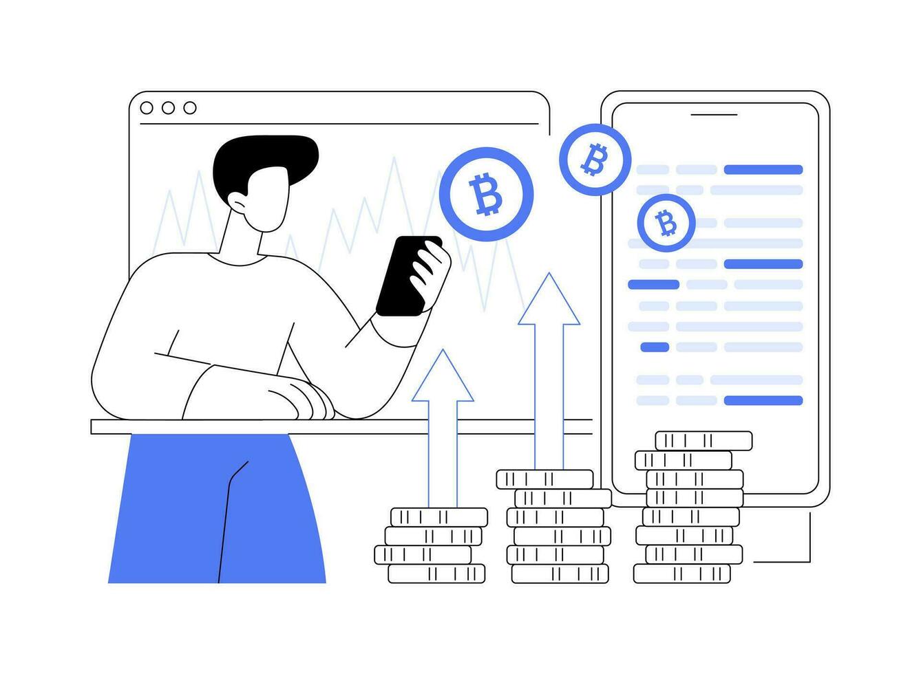 Mining app isolated cartoon vector illustrations.
