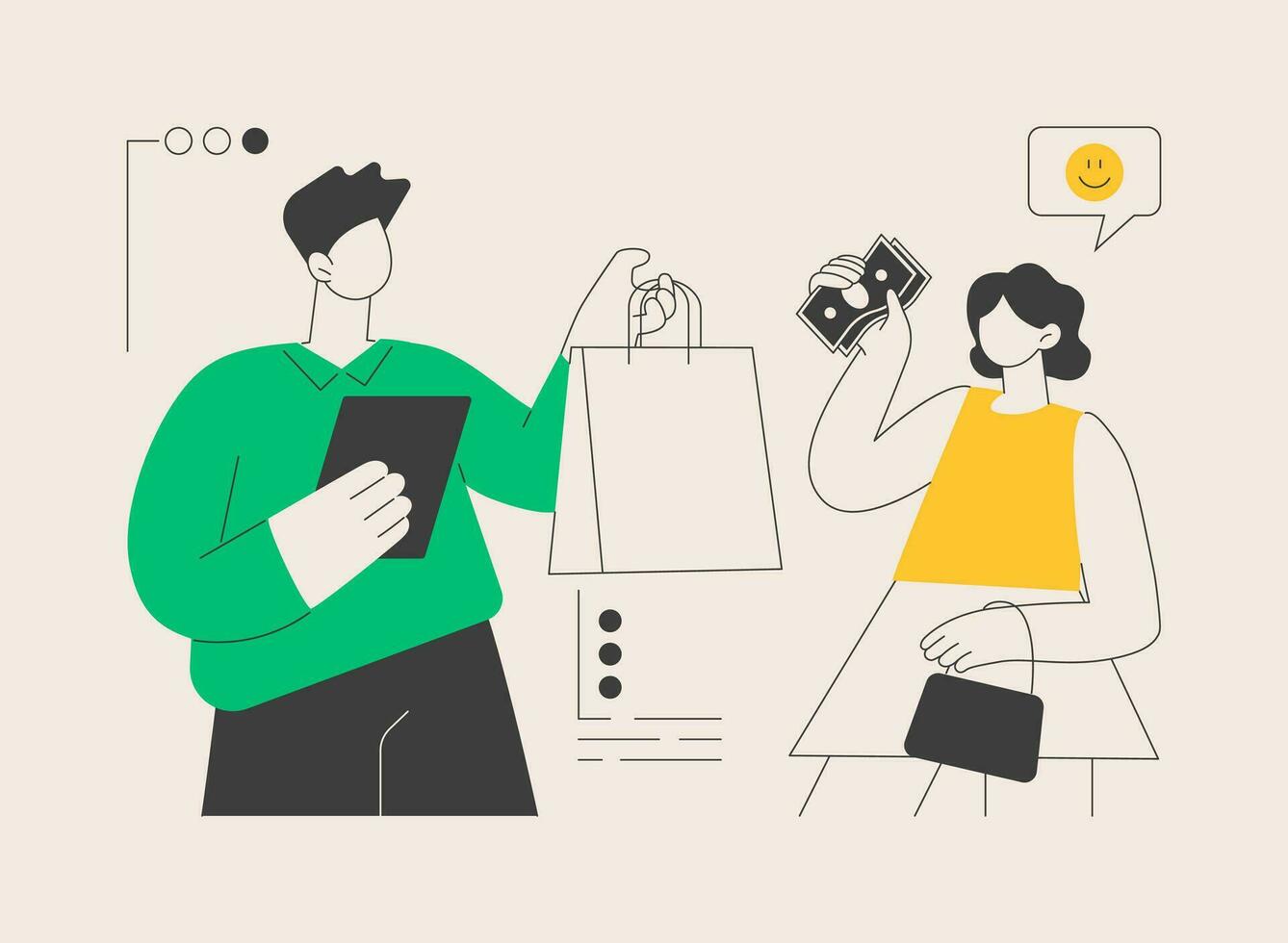 Facetoface selling abstract concept vector illustration. 35794922