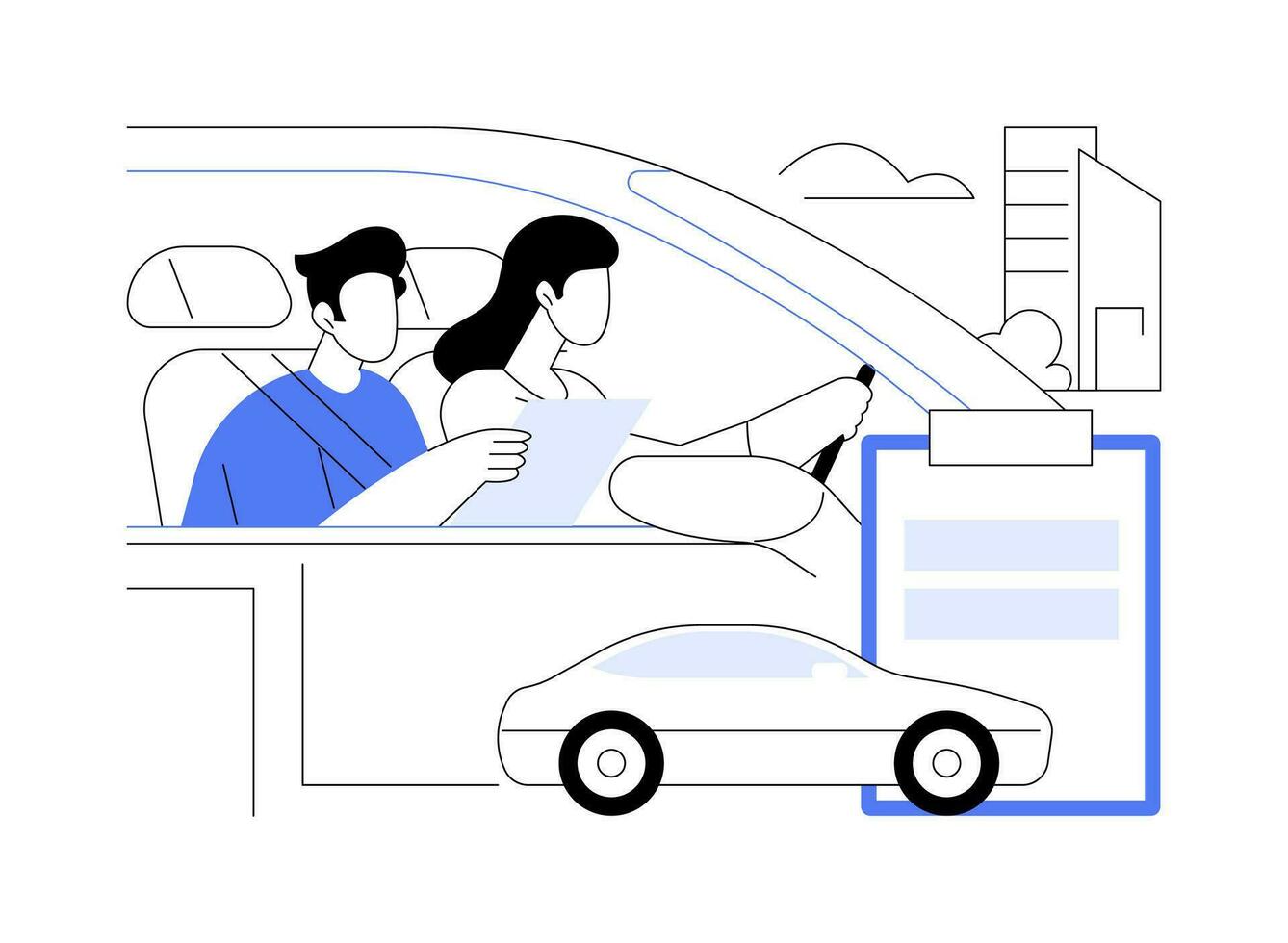 Road test abstract concept vector illustration.