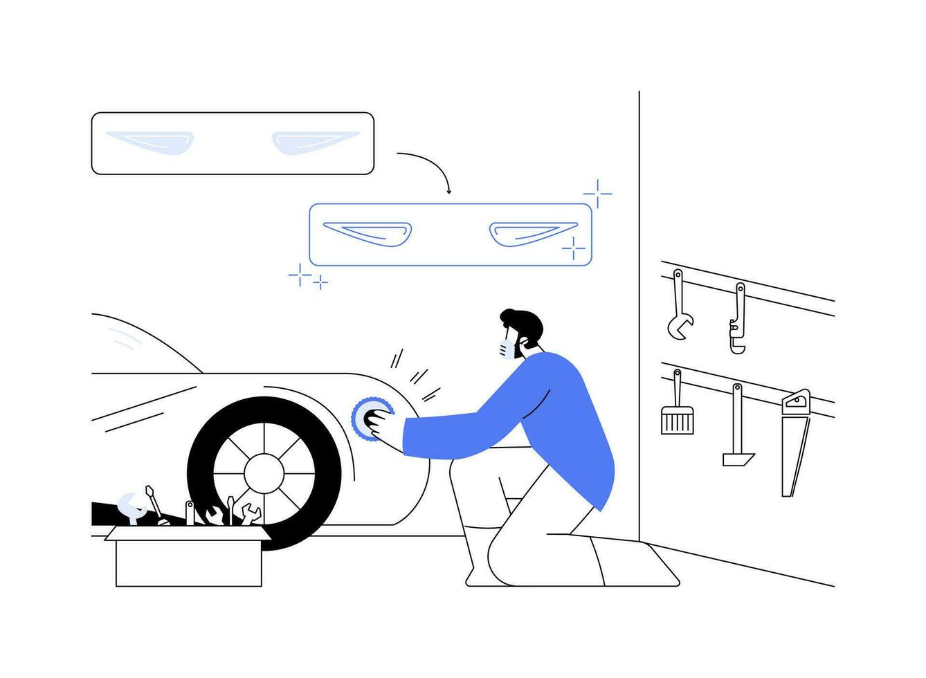 Car-detailing specialist abstract concept vector illustration.
