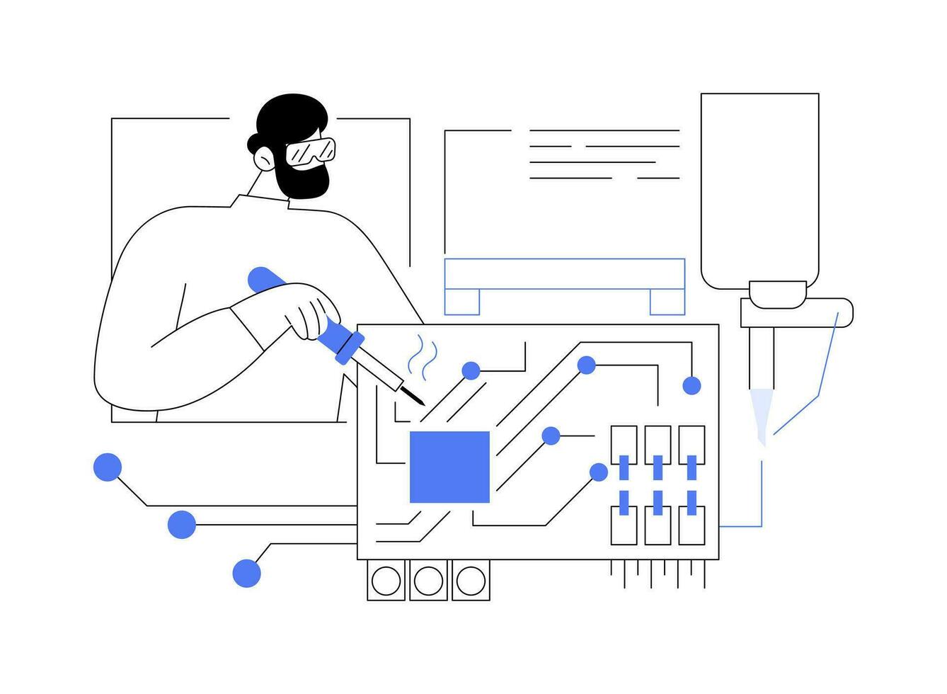 Soldering circuit boards abstract concept vector illustration.