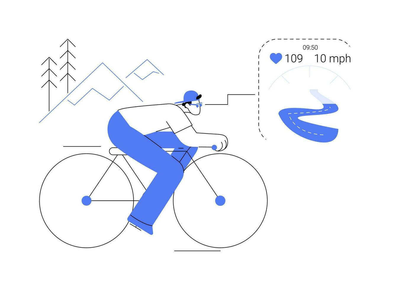 ciclismo inteligente lentes resumen concepto vector ilustración.