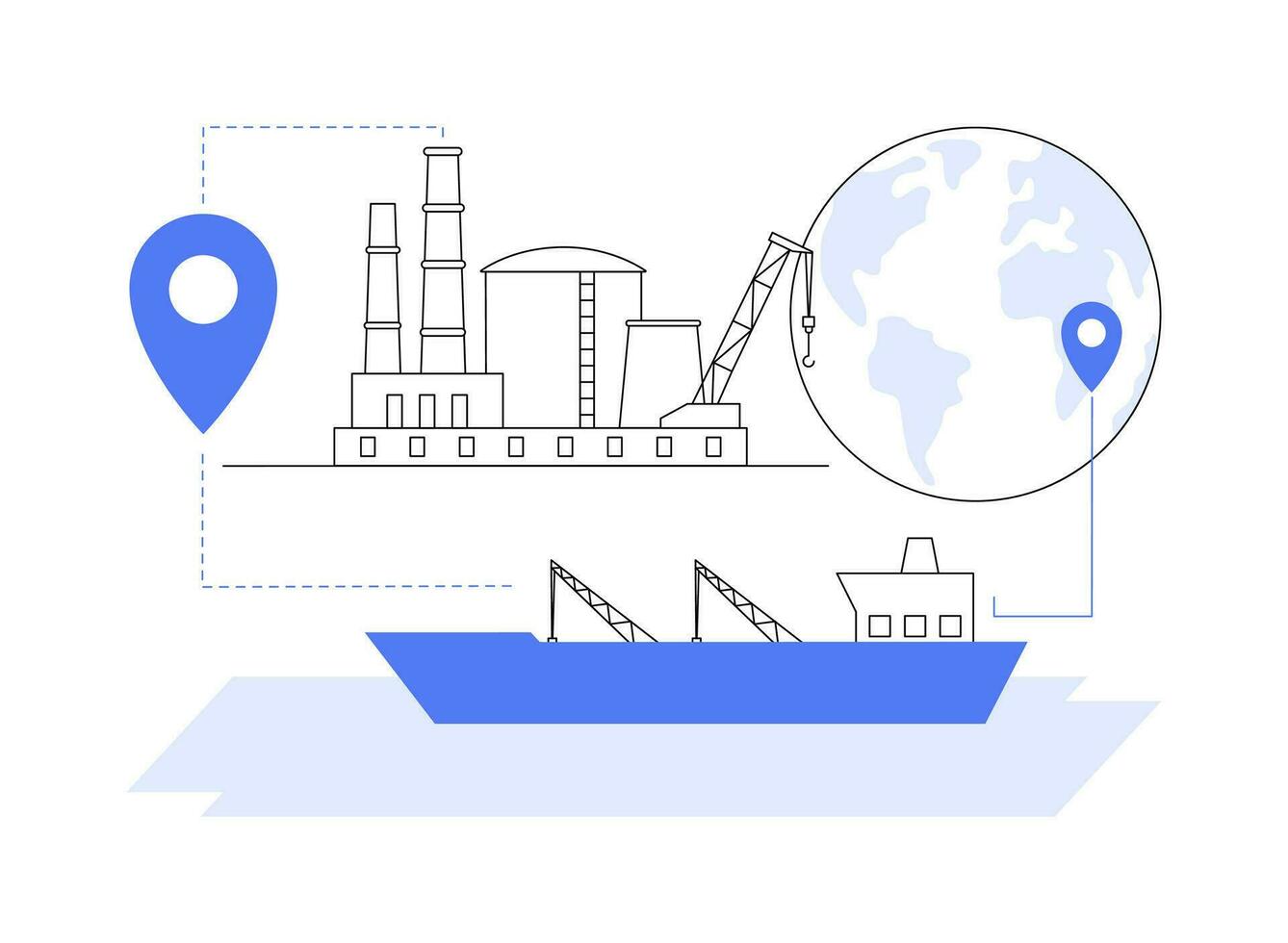 Oil tanker shipping abstract concept vector illustration.