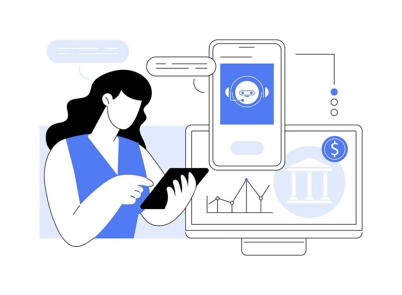Chatbot assistant isolated cartoon vector illustrations.