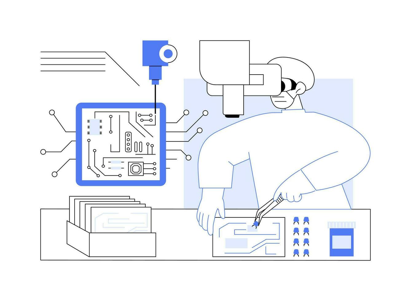 PCB assembling abstract concept vector illustration.