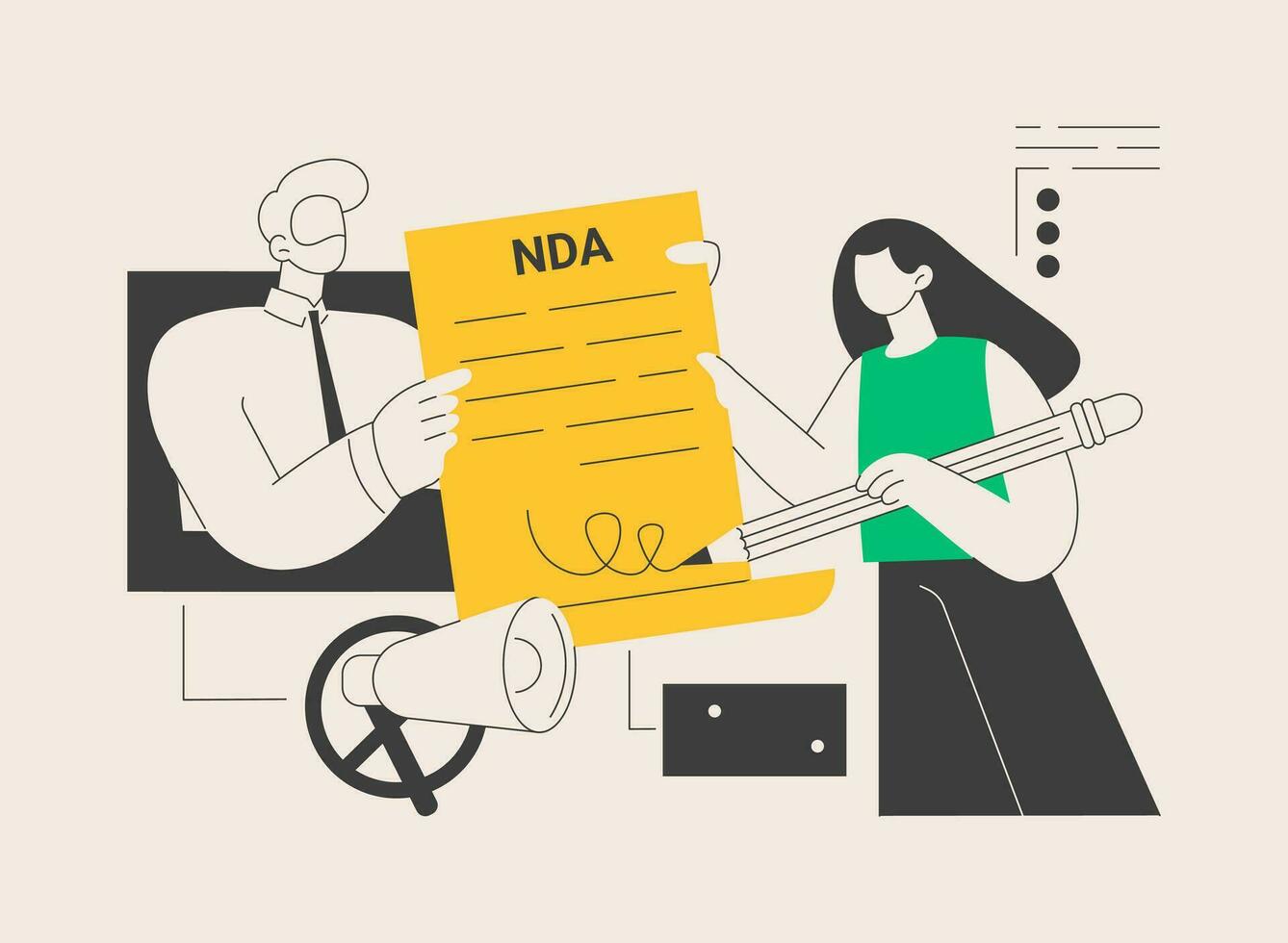 Nondisclosure agreement abstract concept vector illustration.