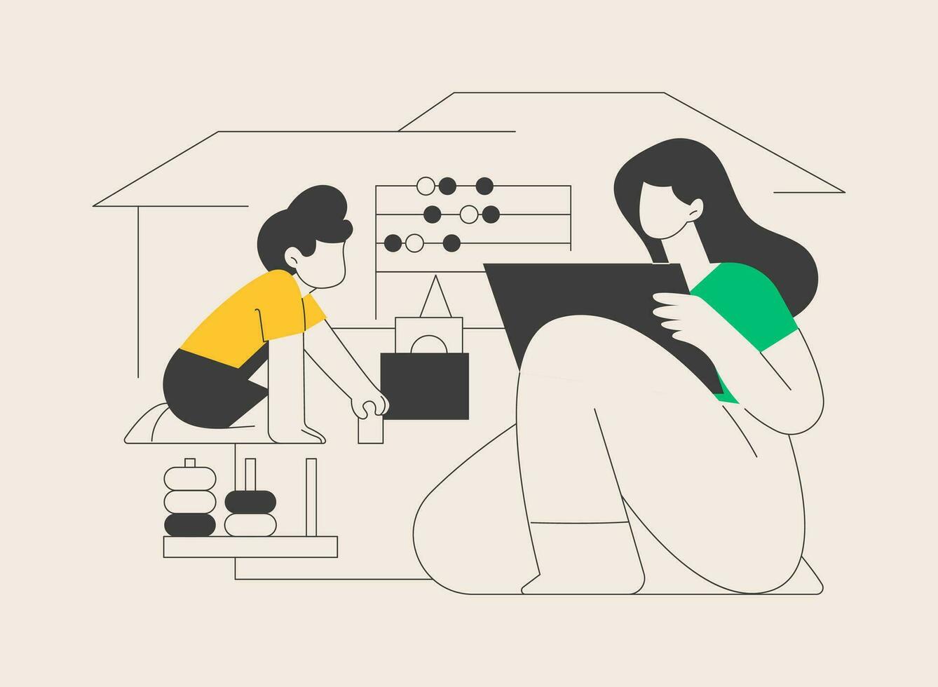 In-home daycare abstract concept vector illustration.