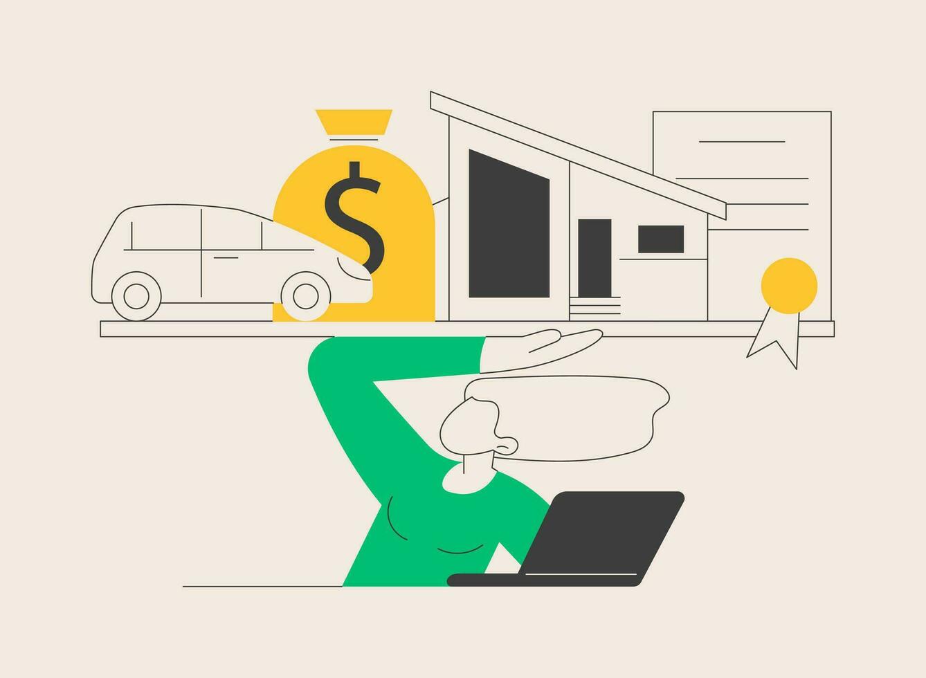 Debt burden abstract concept vector illustration.
