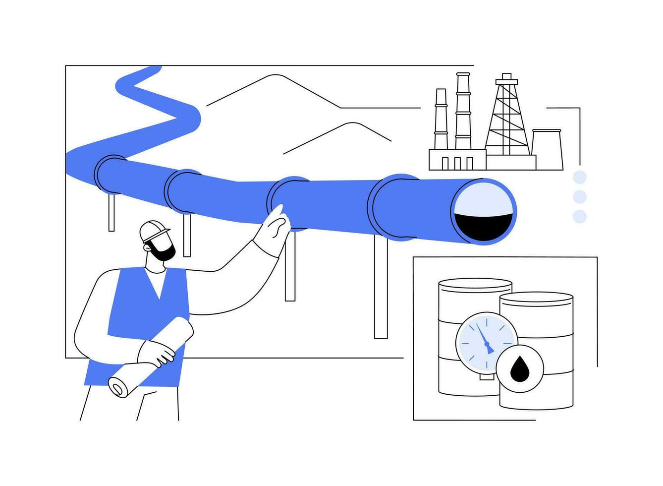 Oil pipelines abstract concept vector illustration.