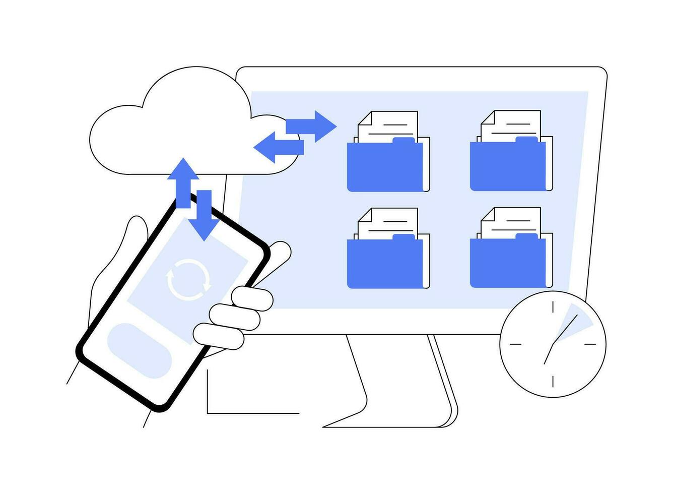Data backup and recovery isolated cartoon vector illustrations.