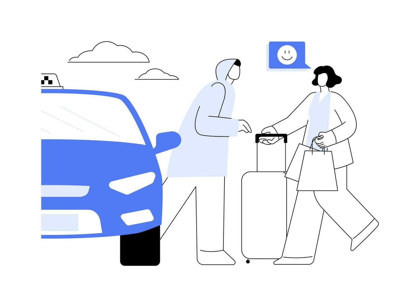 Helpful taxi driver abstract concept vector illustration.