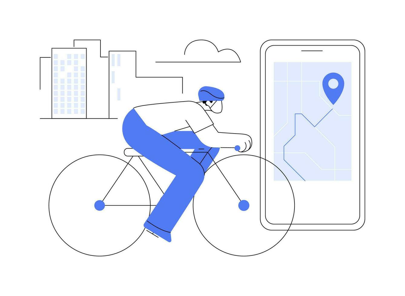 Smart bike navigation isolated cartoon vector illustrations.