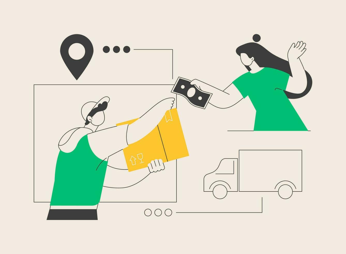 Cash on delivery abstract concept vector illustration.