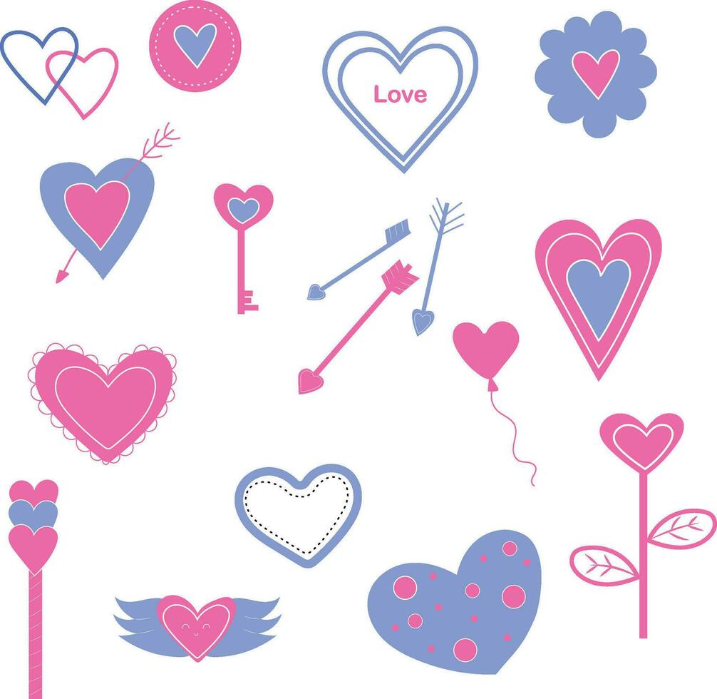 Valentines love set elements vector