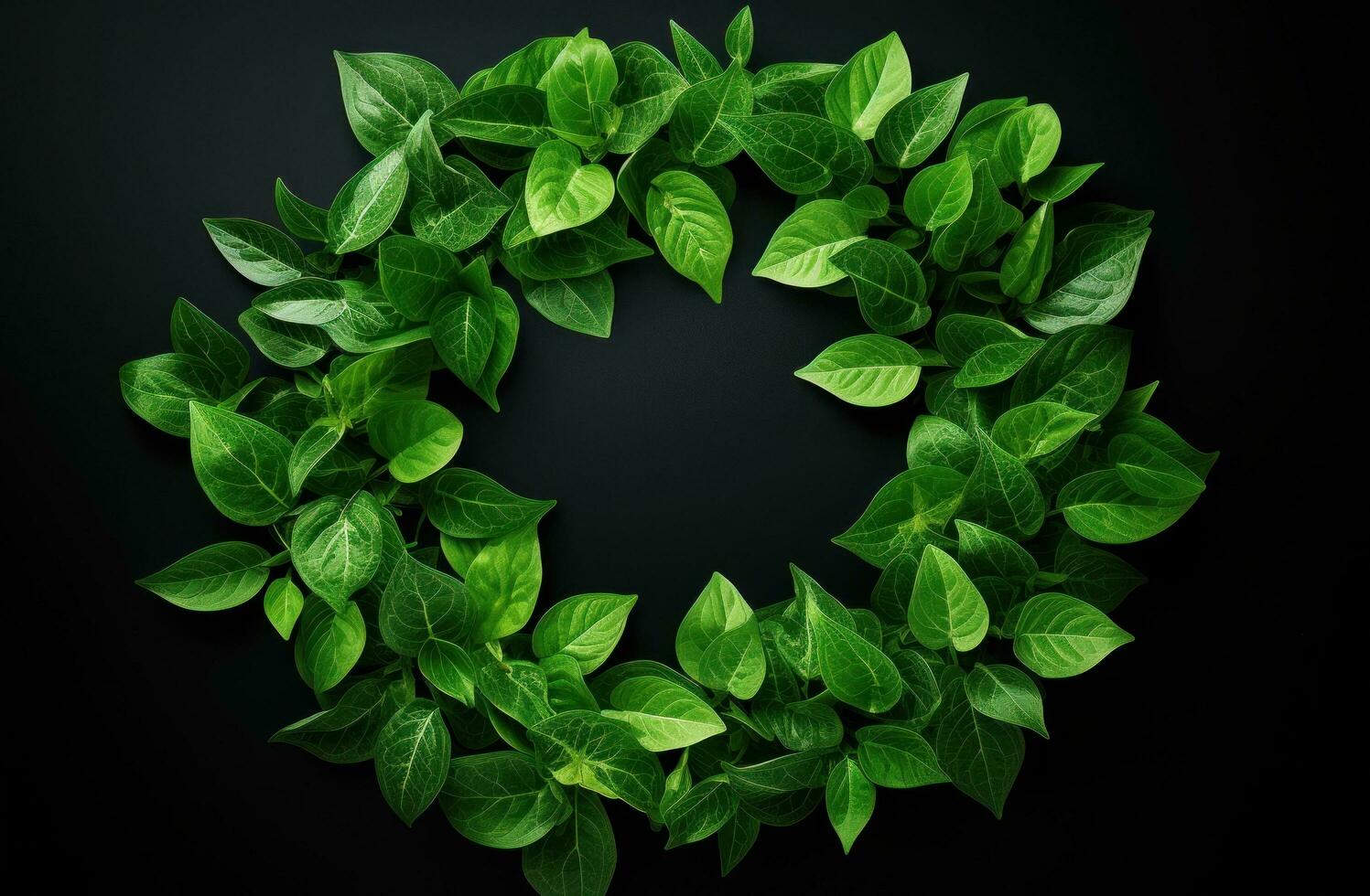 AI generated a group of green leaves arranged in a circle photo