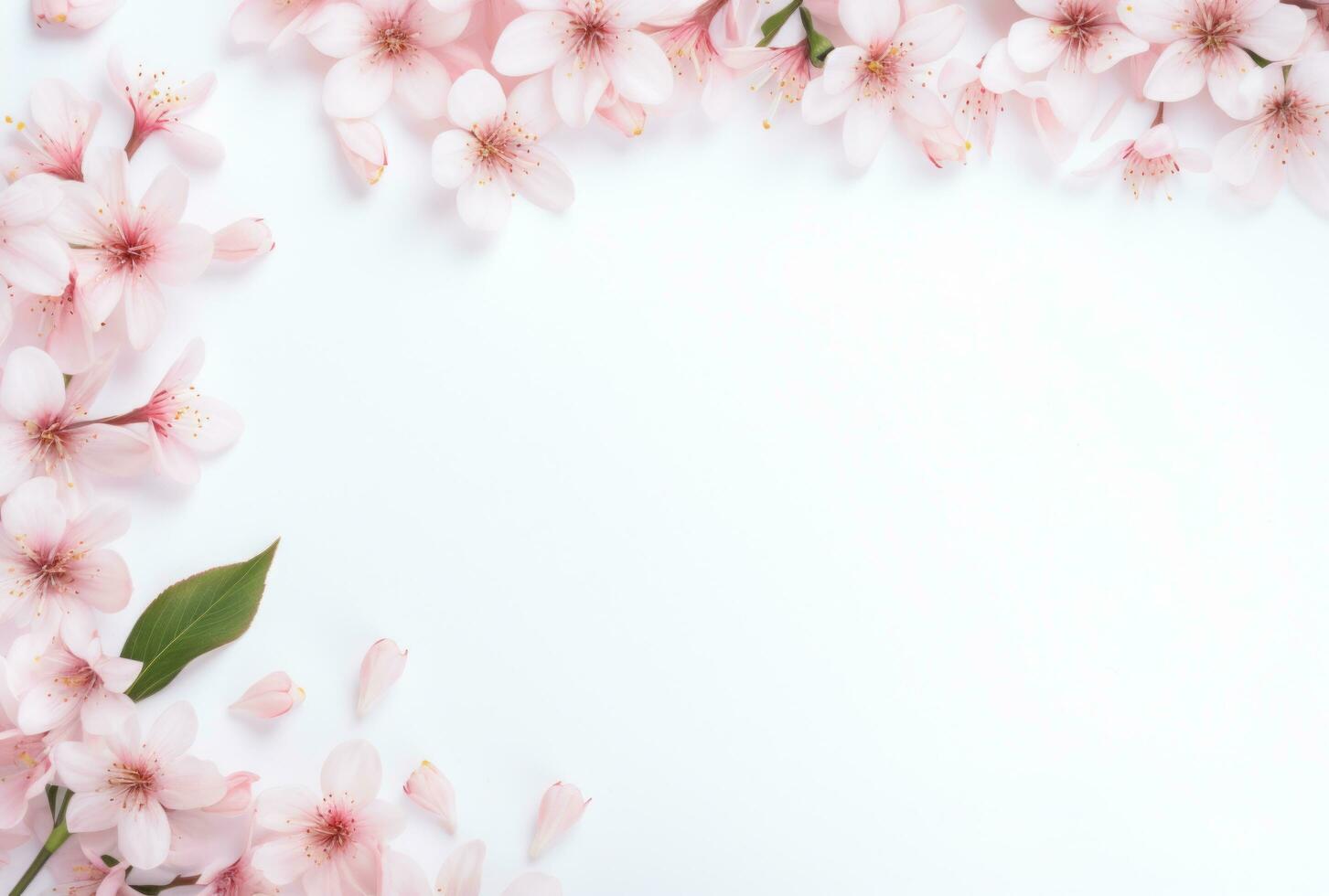 AI generated a frame of pink flowers in pink and white, photo