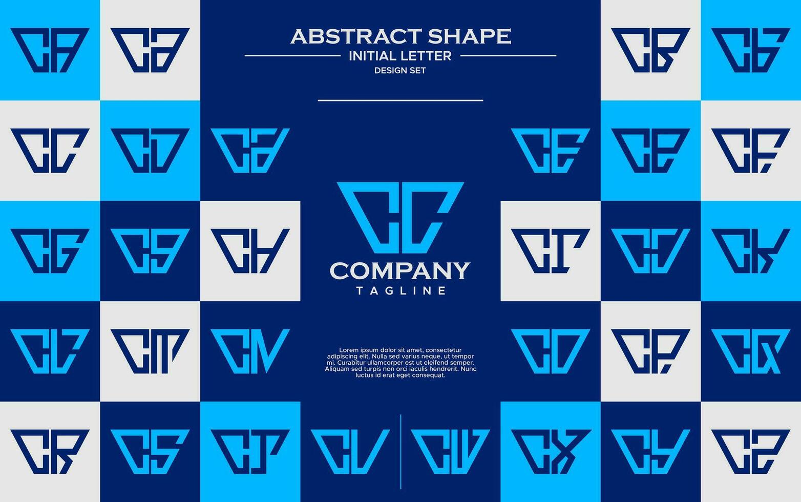 Modern line abstract trapezium letter C CC logo design set vector