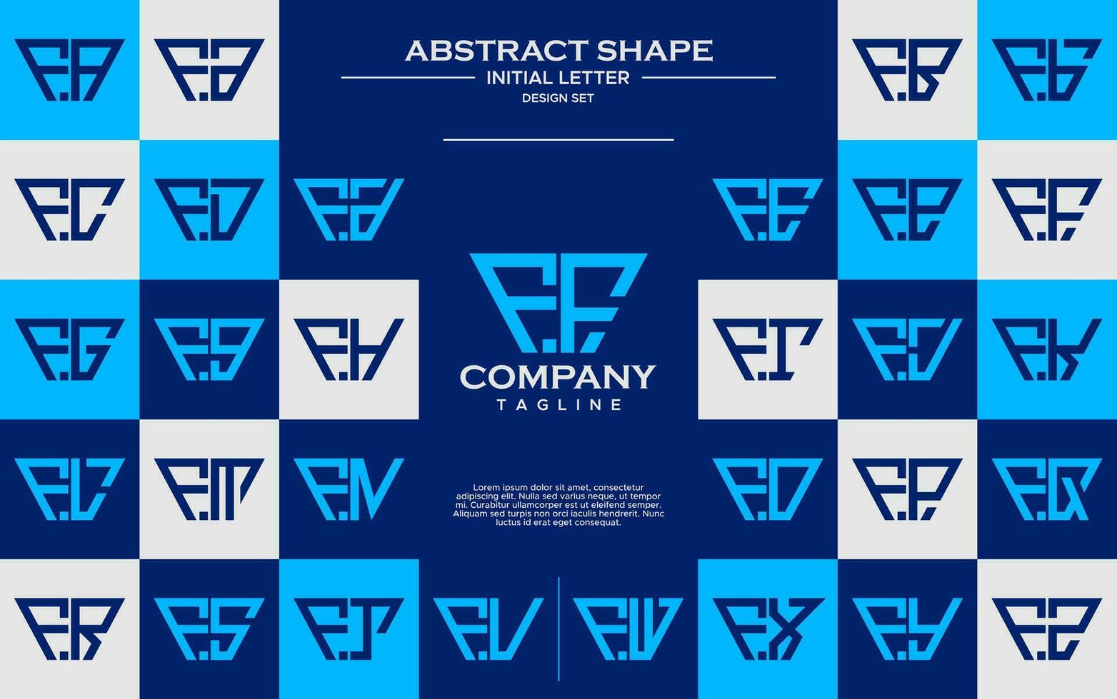 Modern line abstract trapezium letter F FF logo design set vector