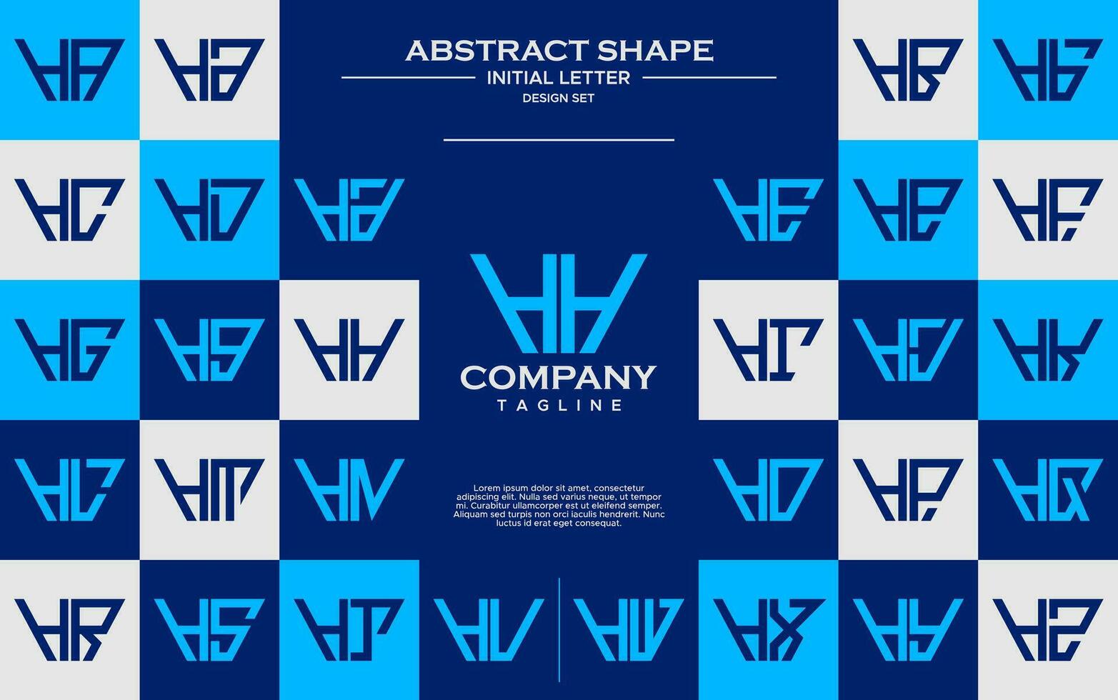 Modern line abstract trapezium letter H HH logo design set vector