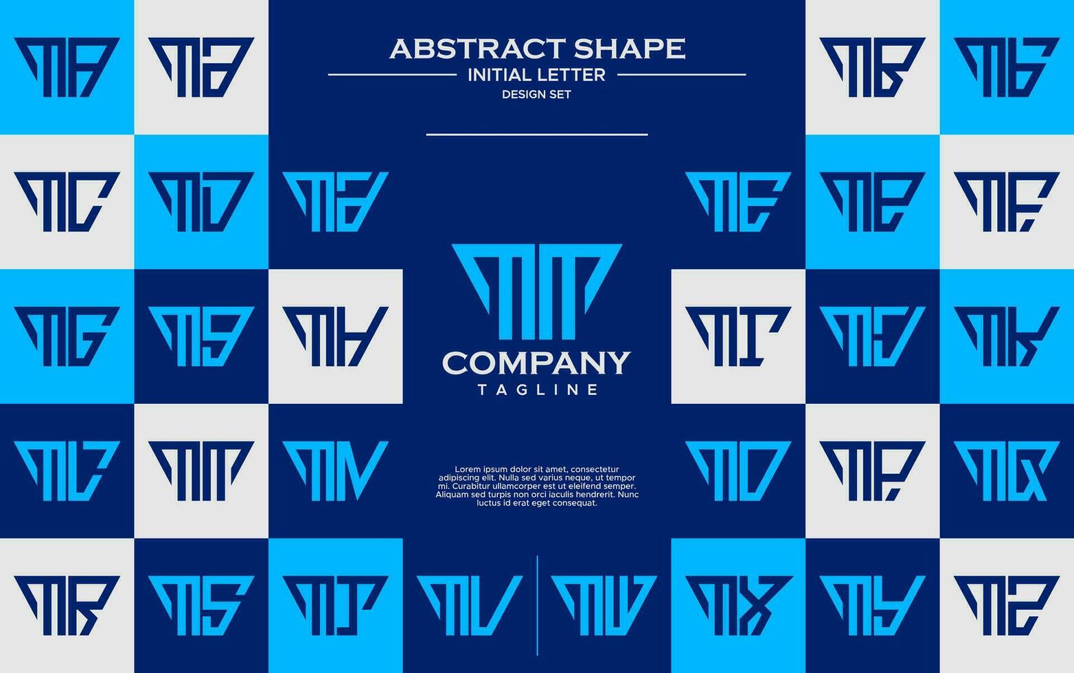Modern line abstract trapezium letter M MM logo design set vector
