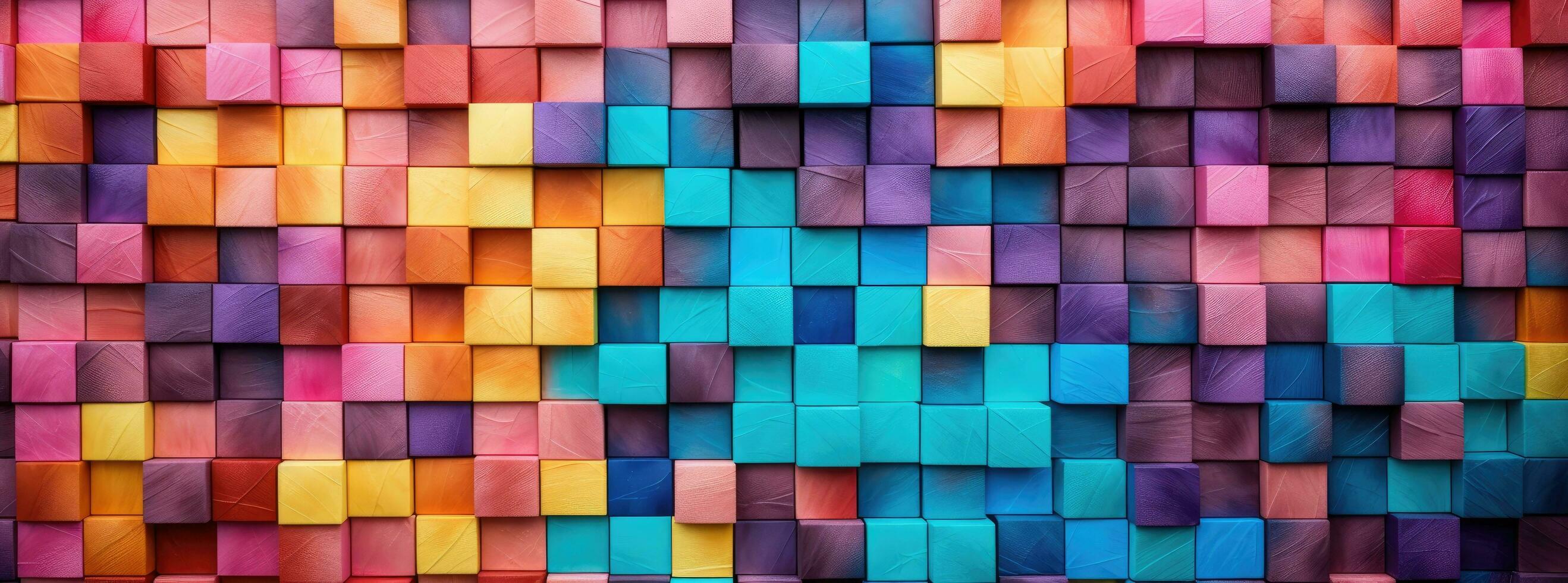 AI generated a colorful rainbow blocks with blocks in the background photo
