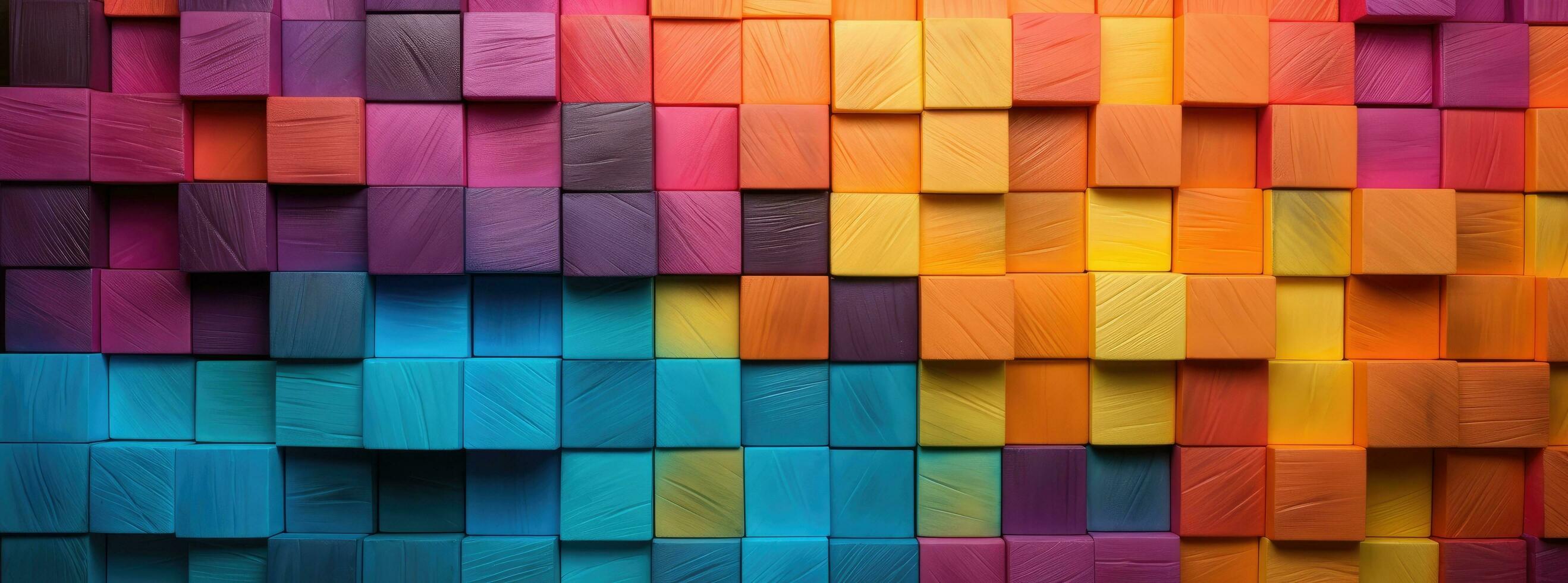 AI generated a colorful rainbow blocks with blocks in the background photo