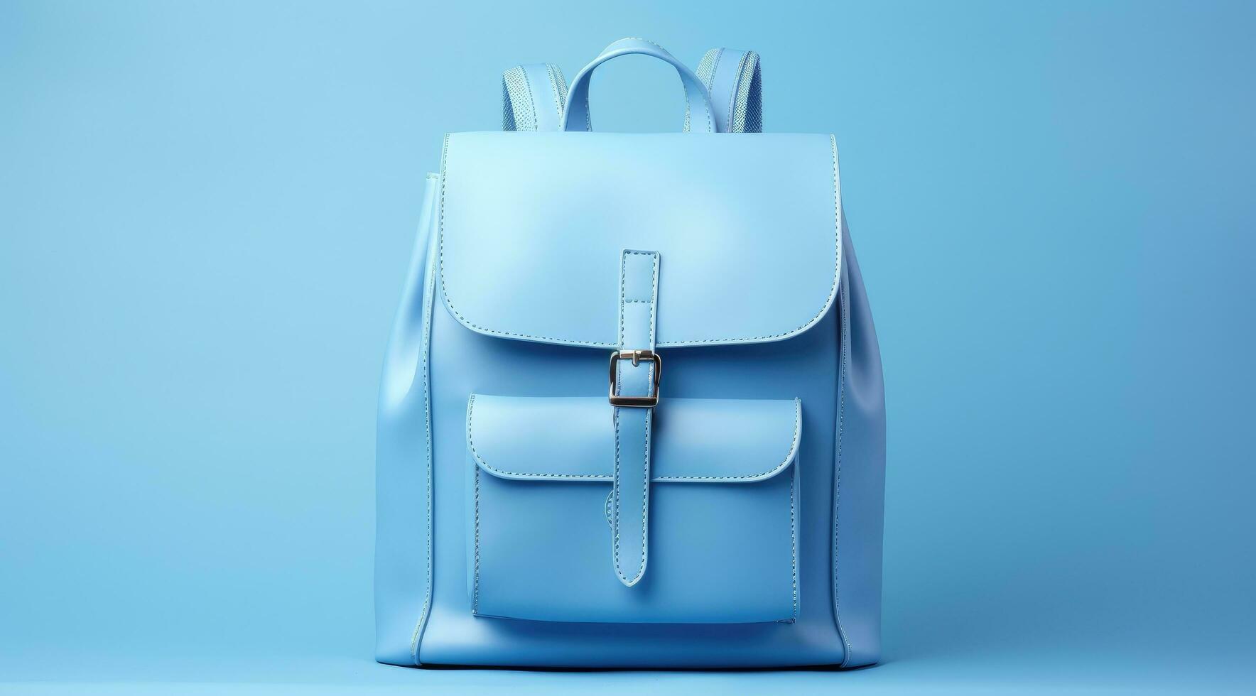AI generated a blue backpack on a blue background photo