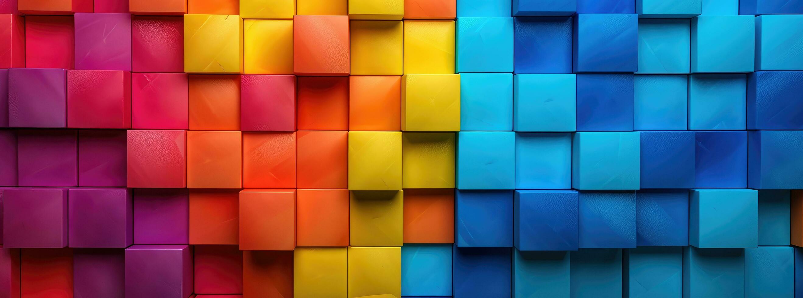 AI generated a colorful rainbow blocks with blocks in the background photo