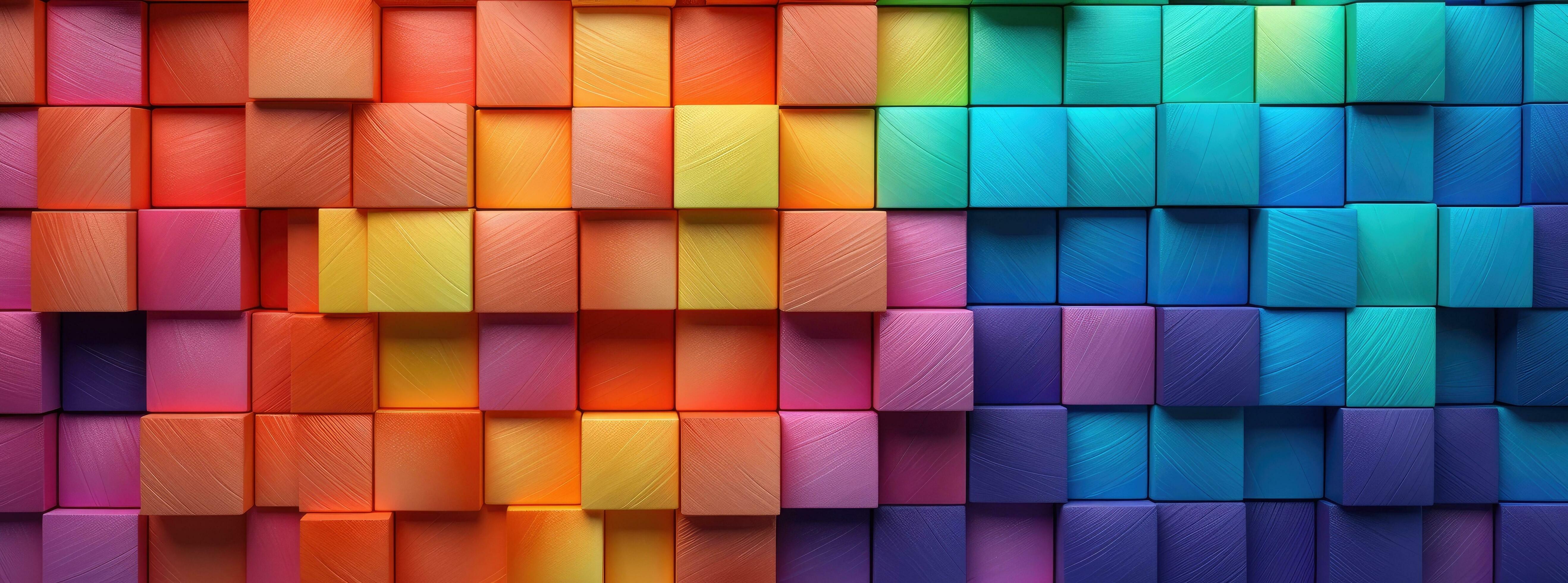 AI generated a colorful rainbow blocks with blocks in the background