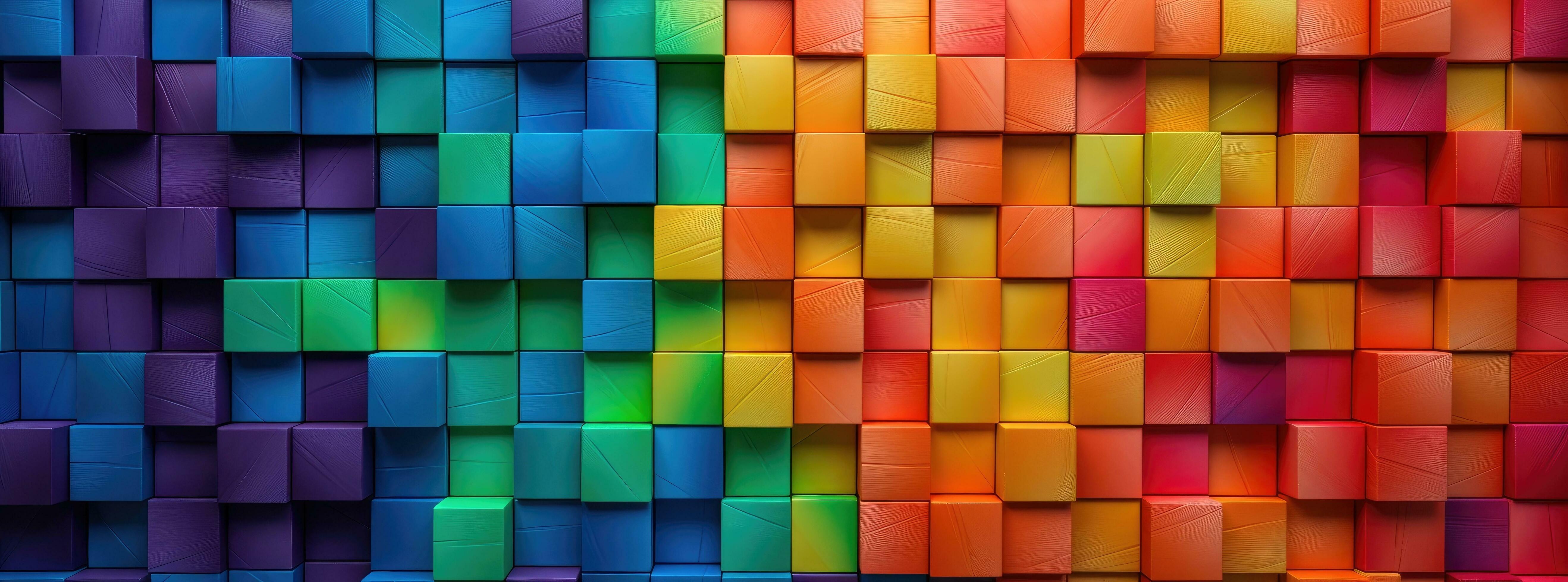AI generated a colorful rainbow blocks with blocks in the background