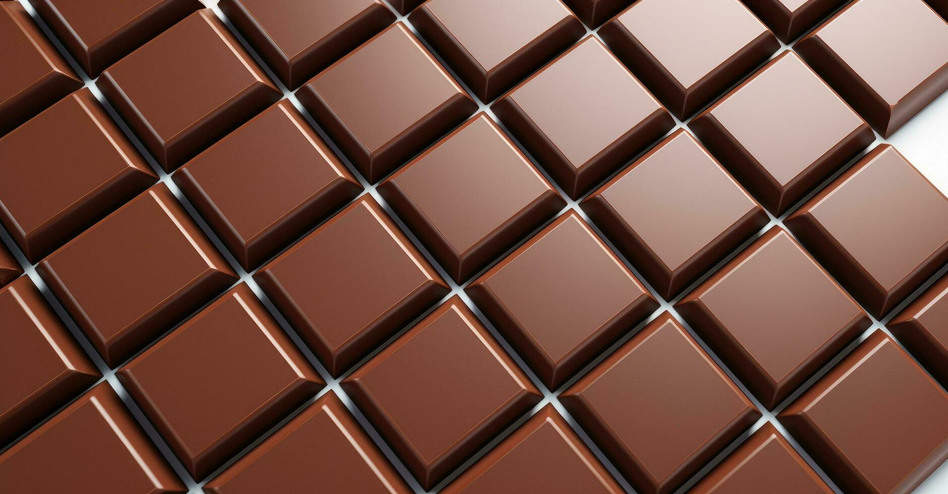 AI generated a lot of chocolate bars lay on a white background photo