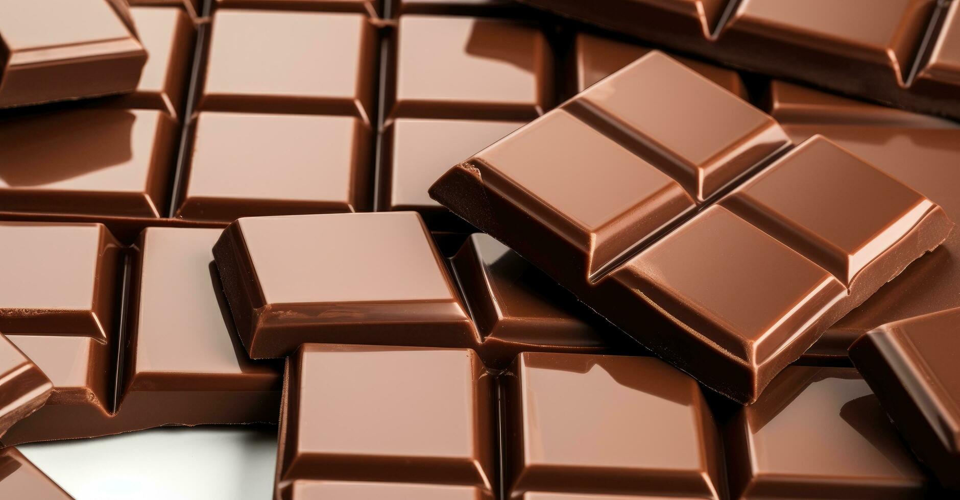 AI generated a lot of chocolate bars lay on a white background photo