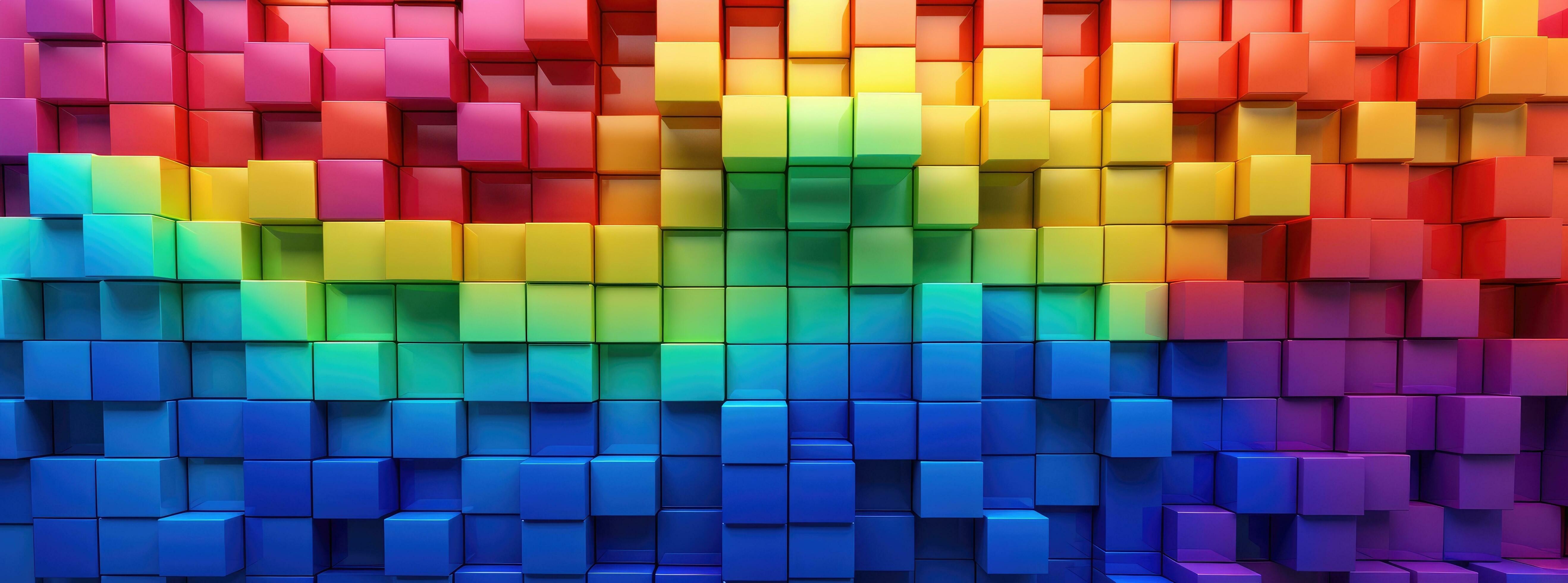 AI generated a colorful rainbow blocks with blocks in the background