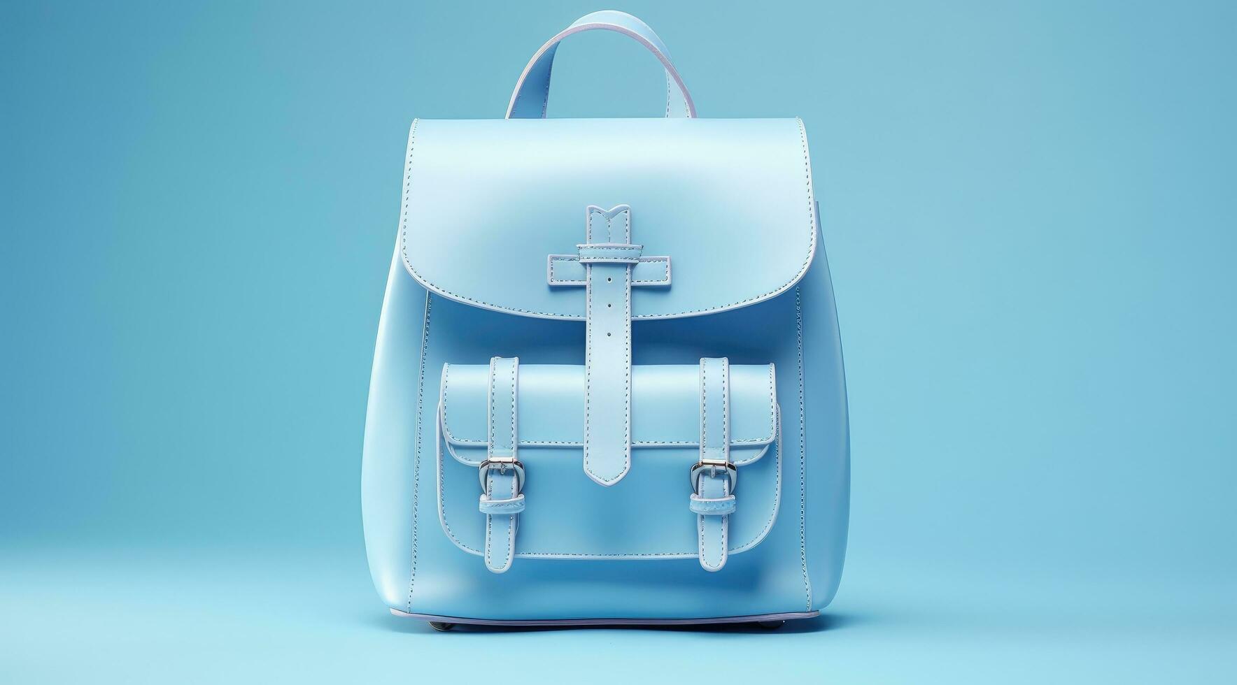 AI generated a blue backpack on a blue background photo