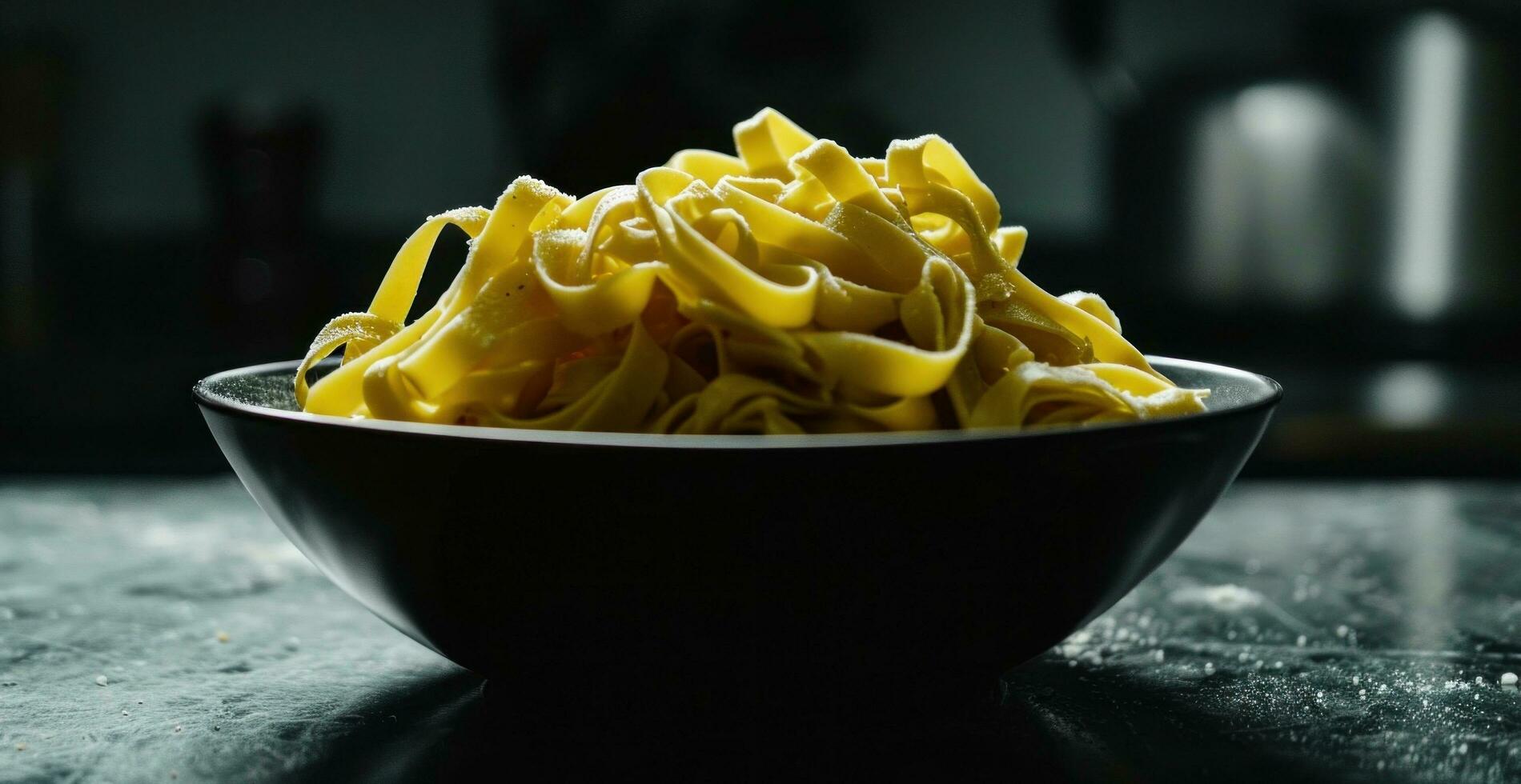AI generated good pasta on a black table photo