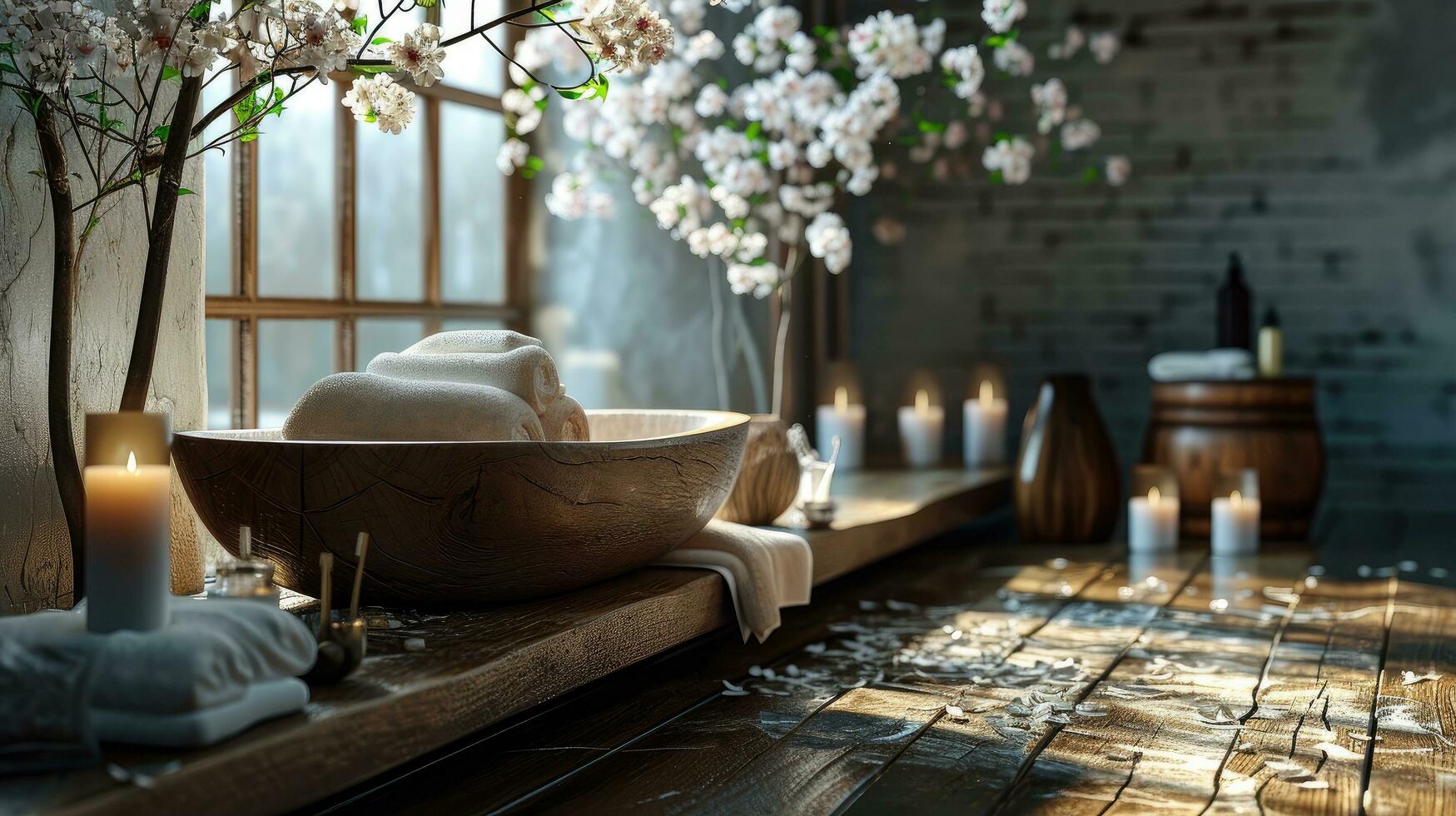 AI generated Bathroom spa background photo